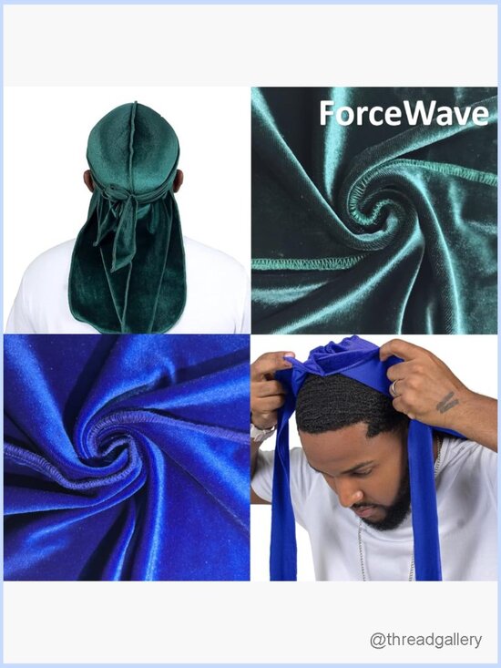 Velvet Durags for Men Premium Pack of 4 with Long Tail Wide Strap main image 4